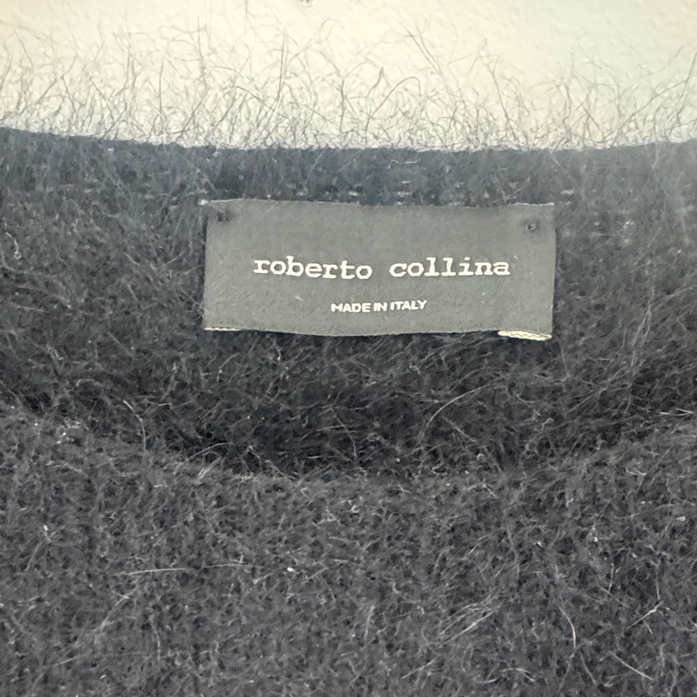Roberta Collina Black Short-Sleeve Angora Blend Sweater - Picture 2 of 5